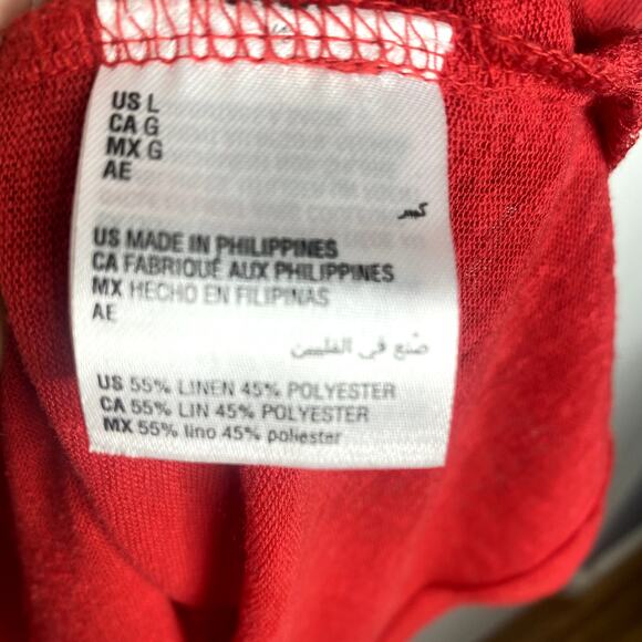 INC International Concepts Red Linen V-Neck Lace Up Sleeveless Tank Top Sz Large - Picture 8 of 8